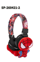 Headphone Nirkabel Spider-Man untuk Anak, Headset Bluetooth Lipat Over-Ear dengan Boneka Plush, Headphone Gaming Kartun untuk Anak Laki-laki