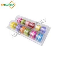 Boîte d'emballage transparente à clapet articulé en plastique PET transparent à 12 cavités pour macarons et biscuits