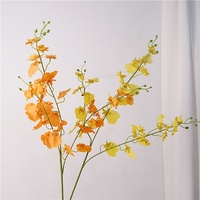 Fleur en soie Orchidée Danseuse à toucher doux et hydratant, à longues tiges, pour décoration intérieure, hall d'hôtel, sur pied, imprimée en 3D, faite à la main