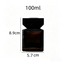 Bouteilles diffuseurs de parfum en verre ambré carrées personnalisées 100ML avec couvercle en bois noir |   Boîte d'emballage personnalisée pour marques de parfums d'intérieur