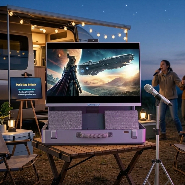 27 Inch Suitcase TV Android 15 Portable Smart TV for Outdoor Event Party Camping Exhibition with 12 Hours Battery Touch Screen