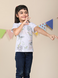 T-shirt à col rond en coton 100% personnalisé Silver Tex pour filles, service OEM, options d'impression multiples - Product Image 2