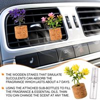 Mini plante succulente mignonne avec clip de ventilation pour voiture, diffuseur d'air avec design de pot pour la décoration intérieure de la voiture
