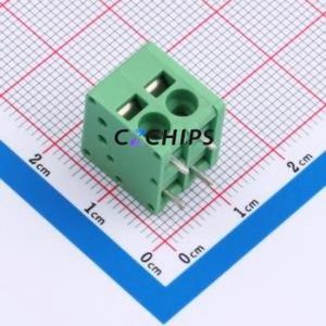 MX205R-5.0-02P-GN01-Cu-A Spring Terminal Block Through hole Component (THT),P=5mm Connector 1x2P 5mm Green Right Angle Insert - Product Image 1