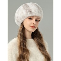 Béret en fourrure de vison véritable pour femme, élégant, jeune et polyvalent, bonnet chaud en fourrure authentique pour l'hiver