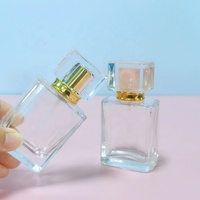 Venta al por Mayor de Botellas de Perfume de Vidrio Cuadradas Transparentes de 30ml 50ml 100ml con Pulverizador y Serigrafía Personalizada con Logotipo