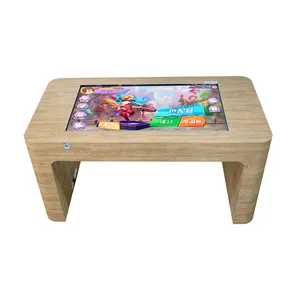43 Inch Free Standing Intelligent Conference Game Lcd Smart Interactive Multi Touch Screen Wooden Table