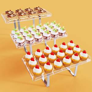 3 pezzi supporto per Cupcake, Set da tavolo da Dessert in acrilico bianco con gambe di supporto in ferro per decorazioni per caramelle di compleanno - Product Image 4