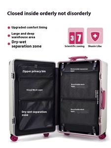 Wholesale 20/28Inch PC Trolley Bag Big Capacity Aluminum <strong>Suitcase</strong> Wide-trolley Luggage TSA <strong>Lock</strong> Carry on Bag Removable Wheels - Product Image 4