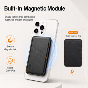 Cartera Magnética para Teléfono de Cuero PU Vintage con Ranura para Tarjeta de Identificación y Soporte, Bloqueo RFID, Compatible con Teléfonos y Fundas Magnéticas - Product Image 6