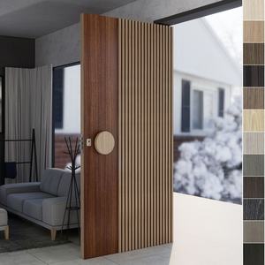 Porte pivotante en bois massif de style américain moderne antivol pour entrée principale, portes d'entrée de villa, appartement, extérieur - Product Image 4