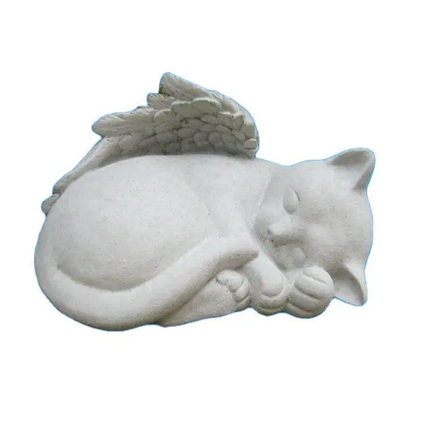 सफेद परी बिल्ली कस्टम सीमेंट कंक्रीट मूर्तिकला