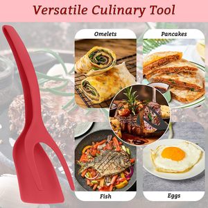 Pince-spatule 2-en-1 noire écologique en PPA pour retourner les œufs, les toasts français, les fruits et légumes à la maison - Product Image 2