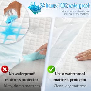 Protège-matelas imperméable en microfibre, épais, matelassé, anti-acariens, <span class=keywords><strong>drap</strong></span>-<span class=keywords><strong>housse</strong></span> antidérapant - Product Image 4