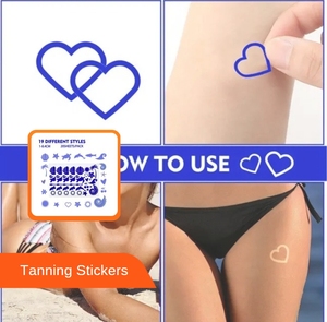 Custom Self Adhesive Vinyl <strong>Sticker</strong> Sun <strong>Tanning</strong> Label Heart Shape Sunbath <strong>Tanning</strong> Perforated Body <strong>Sticker</strong> - Product Image 4