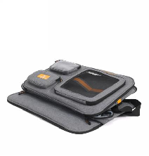 Soft-Sided Pet Carrier for <b>Cats</b> Gray Textile Material Zipper Closure Modern Design with Transparent Window and Orange Accents - Product Image 6