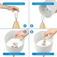 Lampe de bureau de lecture minimaliste en bois avec LED, contrôle tactile et abat-jour en tissu pour la protection des yeux