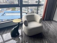 Fauteuil décontracté en tissu crème style nordique, confortable et moderne, en forme de U, avec housse amovible, pour salon