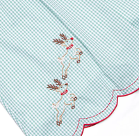 Tenue assortie à col Peter Pan brodé à carreaux pour bébés filles, manches longues et volants