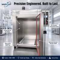 Four de séchage industriel à air chaud forcé en acier inoxydable sur mesure et chariot, armoire de cuisson OEM pour le durcissement du caoutchouc et du silicone, et le revêtement de peinture