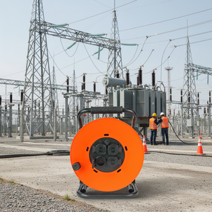 Enrouleur de câble portable en plastique 16A IP44 25/<span class=keywords><strong>50M</strong></span> avec prise Schuko, disjoncteur thermique et voyant lumineux - Product Image 6