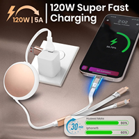 Câble de données rétractable 3-en-1 à charge ultra-rapide avec logo personnalisé, USB Type-C, Micro USB, 8 broches, multi-ports pour ordinateur et téléphone portable