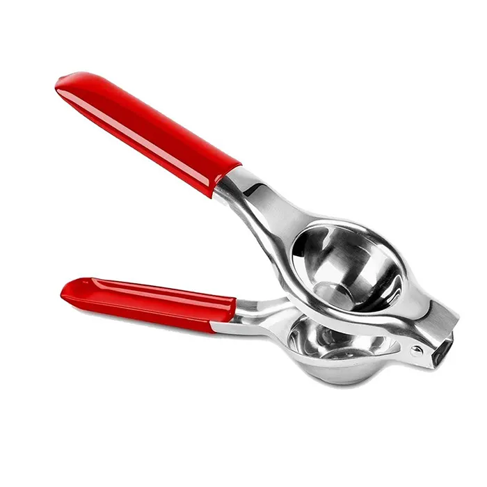 Quality 304 Stainless Steel Manual Lemon Squeezer/Lime Juicer/Citrus Press with Stainless Red Handle