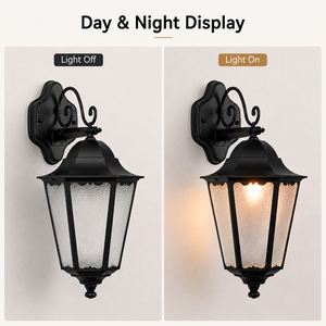 Applique murale extérieure classique noire avec abat-jour en verre texturé pour porche, entrée, patio, jardin – Fabrication OEM/ODM - Product Image 5