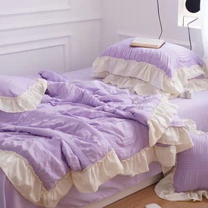Primavera estate nuovo arrivo <span class=keywords><strong>Set</strong></span> biancheria da letto di lusso <span class=keywords><strong>Set</strong></span> trapunta con volant copriletto copriletto copriletto - Product Image 4