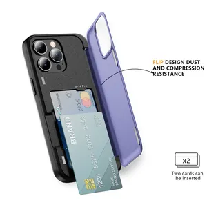 도매 IP 14 프로 다기능 지갑 케이스 충격 방지 PC 소재 보호 휴대 전화 커버 카드 휴대 전화 케이스