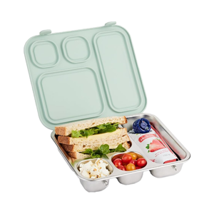 ランチコンテナ子供用ステンレス鋼製お弁当箱漏れ漏れのないシリコーン蓋コンパートメント食器洗い機安全加熱可能 - Product Image 2