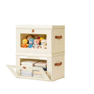 Boîtes de rangement pliables modernes en tissu à trois couches avec couvercles, empilables, pour vêtements, pour armoire, vente en gros - Product Image 1