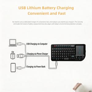 <span class=keywords><strong>Clavier</strong></span> sans fil mini 2,4 GHz <span class=keywords><strong>avec</strong></span> pavé tactile capacitif rétroéclairé RVB 7 couleurs et USB 2.0 pour ordinateur portable - Vente en gros usine - Product Image 2