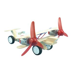 OKYN3079 Jouet éducatif STEM Moteur électrique Avion biplan en taxiage Modèle en bois à monter soi-même pour les kits scientifiques scolaires - Product Image 1