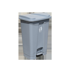 Poubelle extérieure en plastique HMTPC 48L avec pédale et couvercle, rectangulaire, grise, en PP - Product Image 2