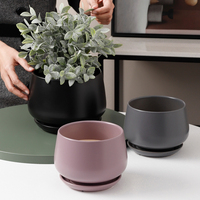 Pot de fleurs en céramique personnalisé en gros avec plateaux Décoration d'intérieur Fournitures de jardinage Bonsaï Conception pour une utilisation en extérieur et sur le bureau Jardinières au sol