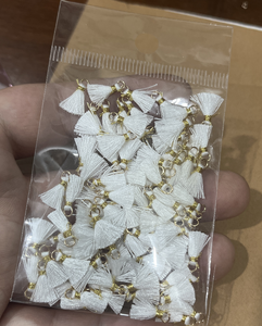 Оптовая продажа, 1 см, мини-хлопковое кольцо с кисточкой и золотой нитью для одежды, серьги для мобильного телефона, отделка бахромой для одежды - Product Image 5