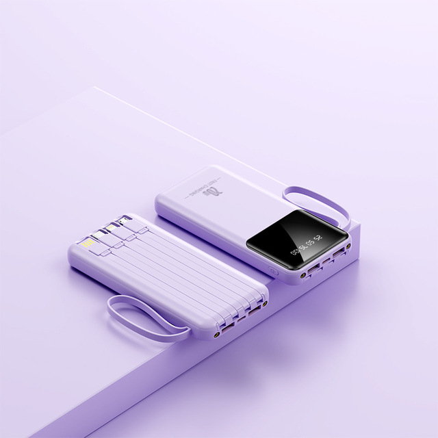 Ultra-Slim 10000mAh Power Bank  Built-in Cable, Fast Charging, OEM Custom Logo