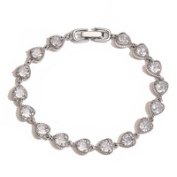 Trendy messing hartvormige tennisarmband met ijskoude kleurrijke 5A zirkonia diamanten & zirkonia edelstenen modeketting & schakelsieraden