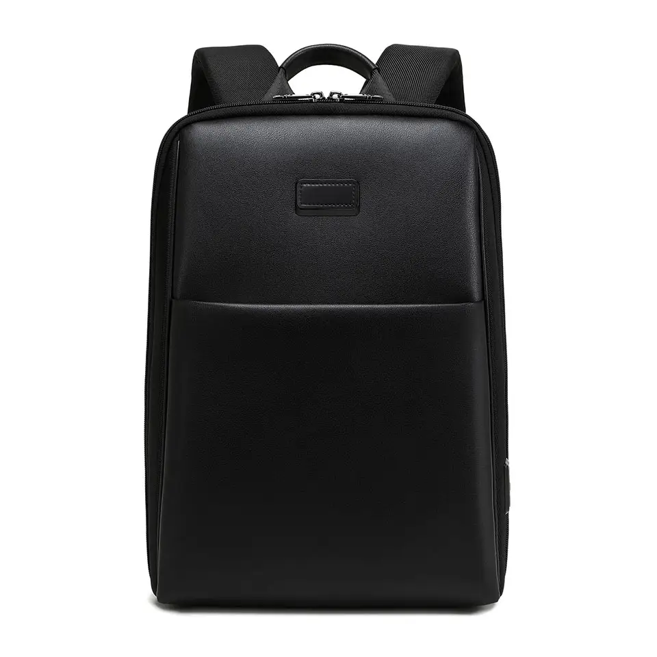 Custom waterproof durable daily business backpack 15.6 inches usb men leather laptop computer bag