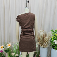 Robe longue vintage asymétrique sans boutons en tricot, taille haute, style midi, pour femme, robe d'été