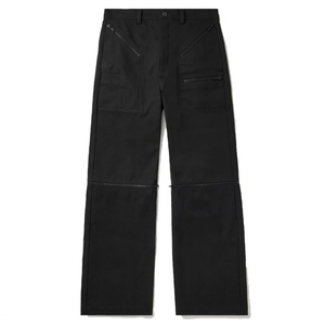 Pantalones de algodón de sarga anchos para hombre, estilo streetwear personalizado, corte holgado, con bolsillos con cremallera, convertibles - Product Image 1