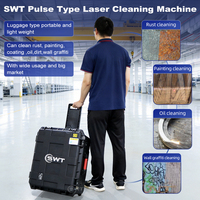 Machine de nettoyage au laser pulsé JPT Mopa 300W en valise noire pour le nettoyage du bois, de la peinture, des moteurs de voiture, des murs et des graffitis