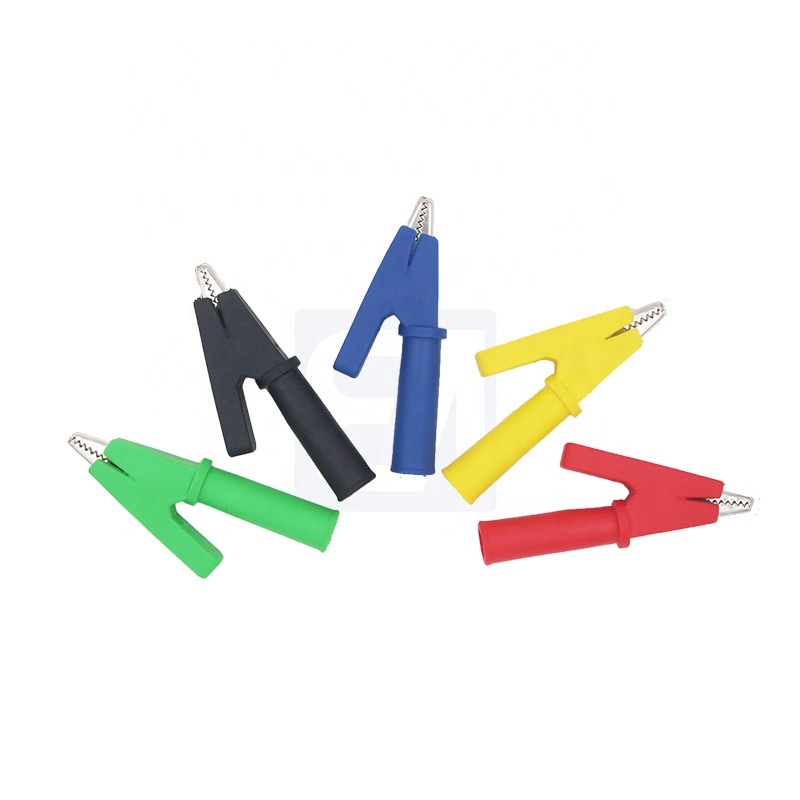 10A 56 мм пятицветный пластиковый изолированный зажим аллигатора с латунным покрытием