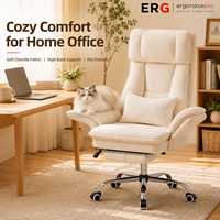 Chaise de bureau ergonomique inclinable en chenille avec repose-pieds, accoudoirs rabattables à 5 niveaux, dossier haut, pivotante, pour bureau à domicile, capacité 330 LBS