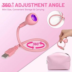 UV LED Nail <b>Lamp</b>, 3W <b>Portable</b> Duck Neck UV Nail <b>Lamps</b> Dryer Gel Polish Curing Light With Pink Gooseneck - Product Image 4