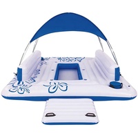 Grande île flottante gonflable pour six personnes, lit gonflable avec auvent pour bain de pieds