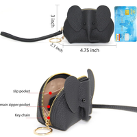 Dompet koin lucu kartun hewan kulit sapi PU dompet gajah kulit asli dompet koin Mini dompet koin kulit
