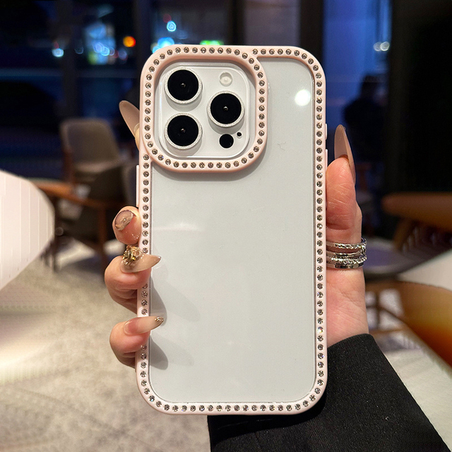 2025 Luxury Glitter Diamond Rhinestones Bling Case for iPhone 16 Pro Max 15 13 12 11 14 Plus Clear Acrylic Phone Back Cover