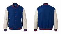 Veste Bomber Unisexe Personnalisée OEM en Laine Fine avec Manches en Cuir PU, Patchwork, Broderie et Écussons Style Baseball Streetwear